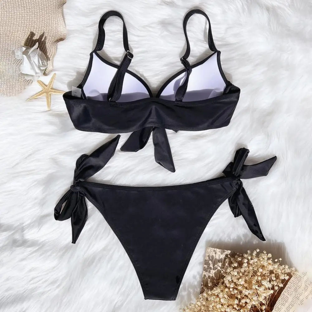 Tankini bez pleców 2025, seksowny strój kąpielowy na ramiączkach, stylowy damski zestaw bikini z wyściełanymi miseczkami, strój kąpielowy z wysokim stanem, jednolity kolor na lato.