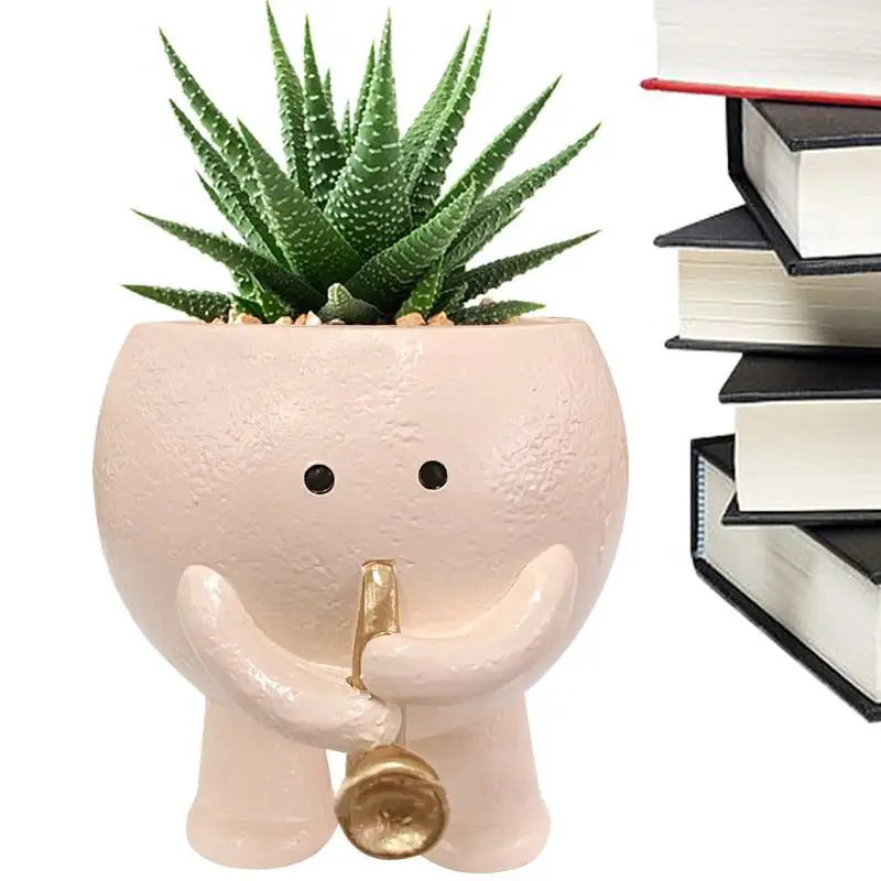 Cute Plant Pot Multifunctional Plant Pots 12.5x11.3cm/4.92x4.45 Inches Smiling Plant Pot Multifunctional Succulent Pots For