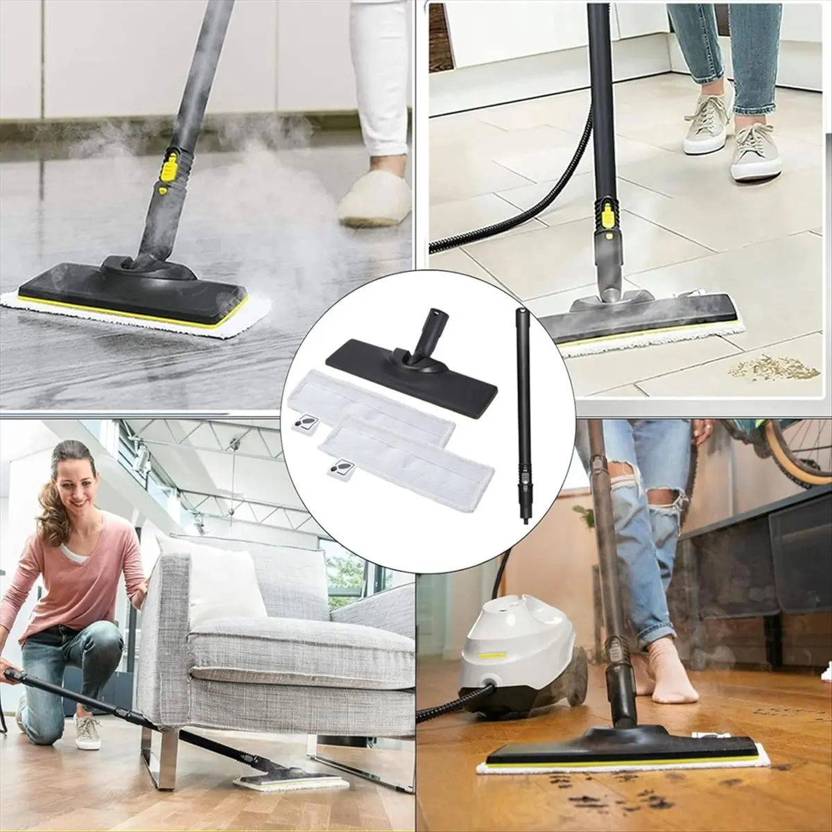 AAAL Floor Brush Head Nozzle with Floor Cloth with Extension Rod for SC1 SC2 SC3 SC4 SC5 Steam Cleaner Accessories