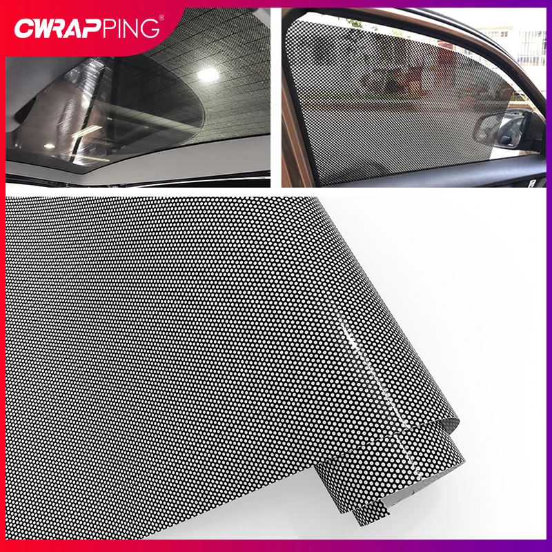 Tinting Perforated One-Way Adhesive Wrap Film Car Black White Tinting Mesh Sticker Perforated Vinyl Privacy Window Film