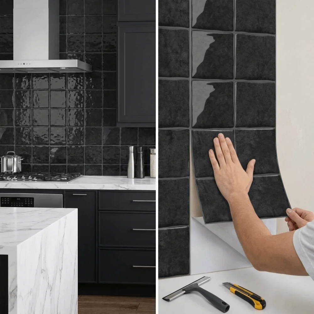 Waterproof 3D Tile Stickers Lightweight Marble Vein Self-adhesive wallpaper Flexible Self-Adhesive Backing