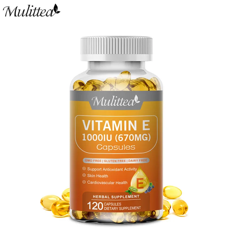 

Mulittea Vitamin E Capsules Helps Blood Birculation and Antioxidant &Tone Supports Immune System Healthy Skin Hair Nails