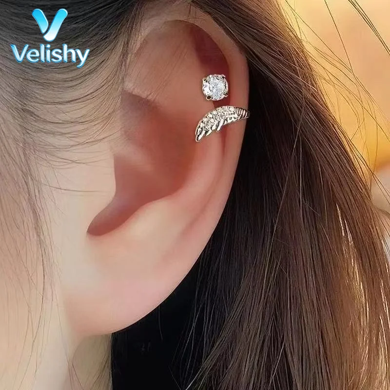 【*】1pcs Silver Color Wing Ear Bone Nail For Women Fashion Zircon Earrings Accessories Jewelry