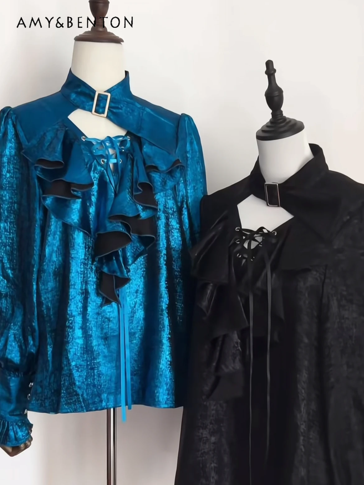 

Luxury Long Sleeve Dark Style Graceful Shirt Women Retro Court Style Lolita Prince Series Shirts Christmas Subculture Gothic Top