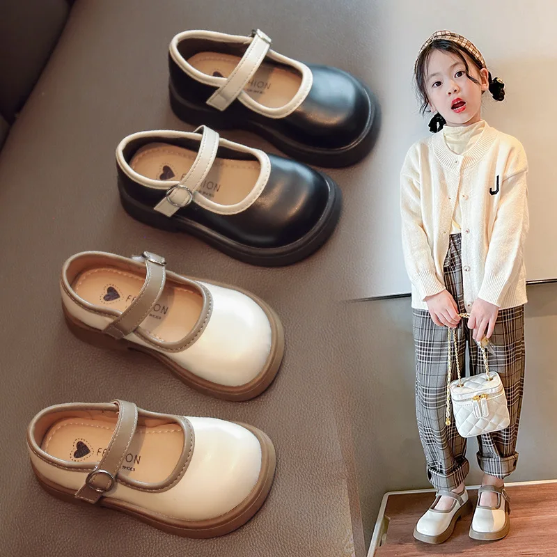 2026 Girls School Retro Leather Shoes Autumn Spring New Korean Fashion Children's Super Soft Comfortable Shoes 1-6 Years OldY