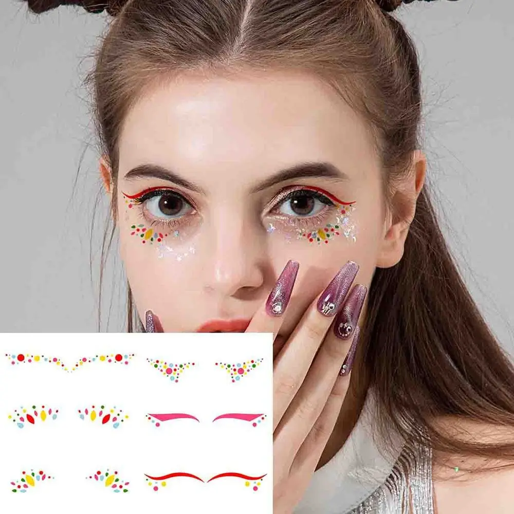 DIY nowa podwójna naklejka na powieki profesjonalna modna naklejka na eyeliner kolorowe wodoodporne naklejki na cienie do powiek muzyka Festiva