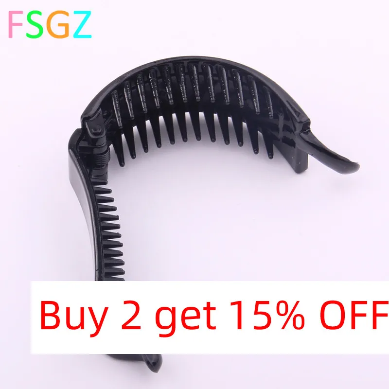 Creative Banana Clip Black Abs Plastic Twist Hairpin for Women Tines Crab Beauty Hair Device Tools 2.2*7.2 Cm 2 Pieces/lot