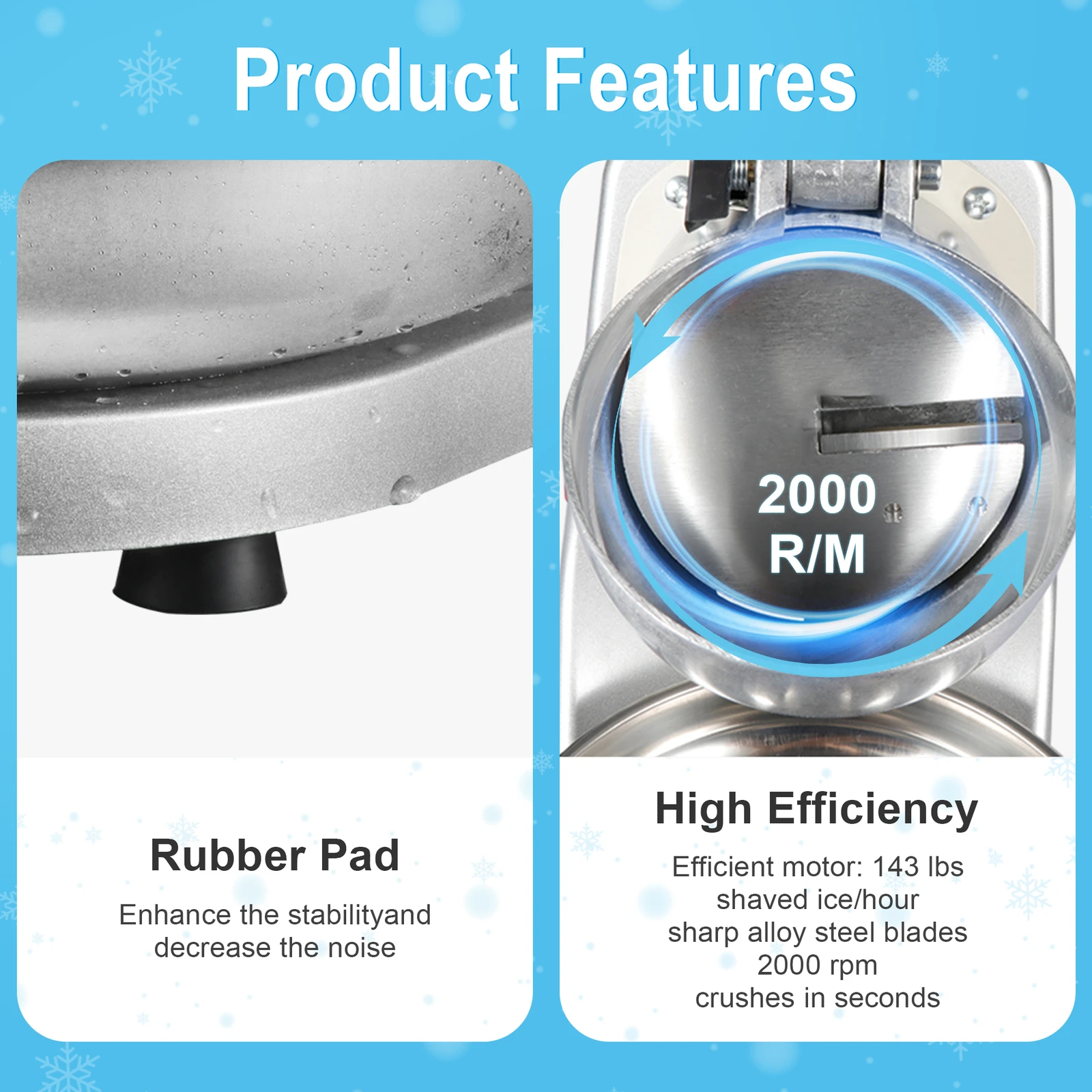 ماكينة حلاقة كسارة الثلج الكهربائية ماكينة صنع مخروط الثلج ماكينة حلاقة الثلج 143 رطل باردة