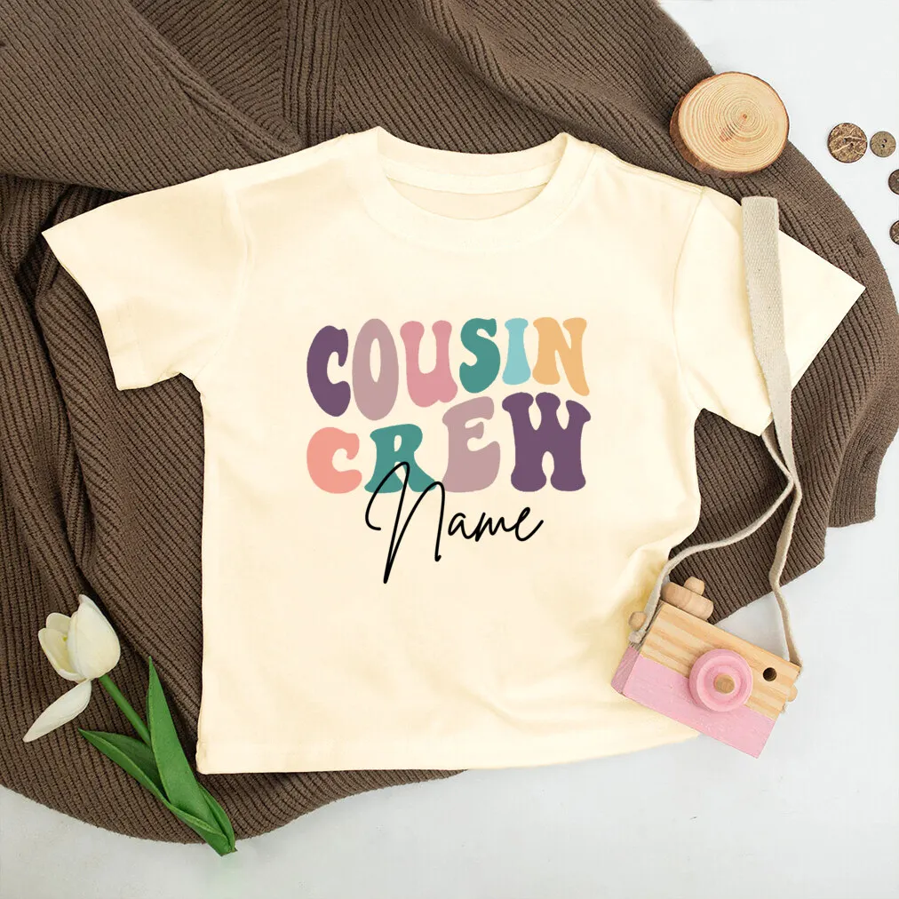 Personalized Cousin Crew Kids Shirt Retro Custom Name Cousins Matching T-shirt Child Summer Short Sleeve Tee Toddler Clothes Top