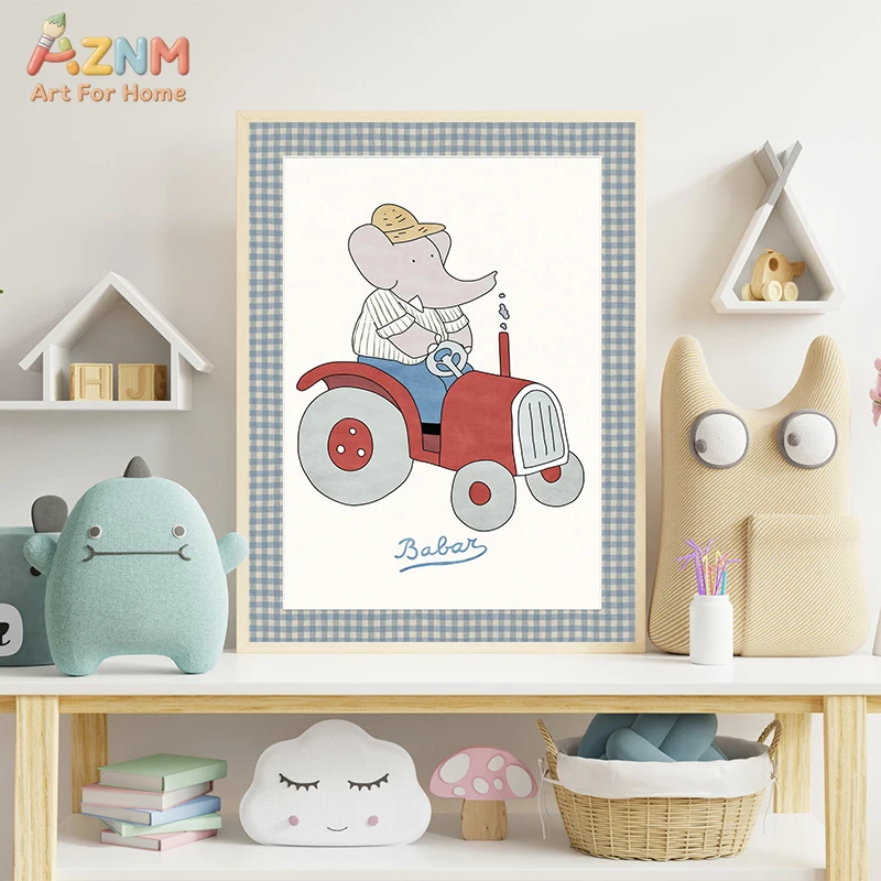 AZNM Cute Cartoon Fruit Canvas Wall Art, Kawaii Pear Apple Lemon Tomato Juice Print Poster, Modern Nursery Kids Room Decor, Unfr
