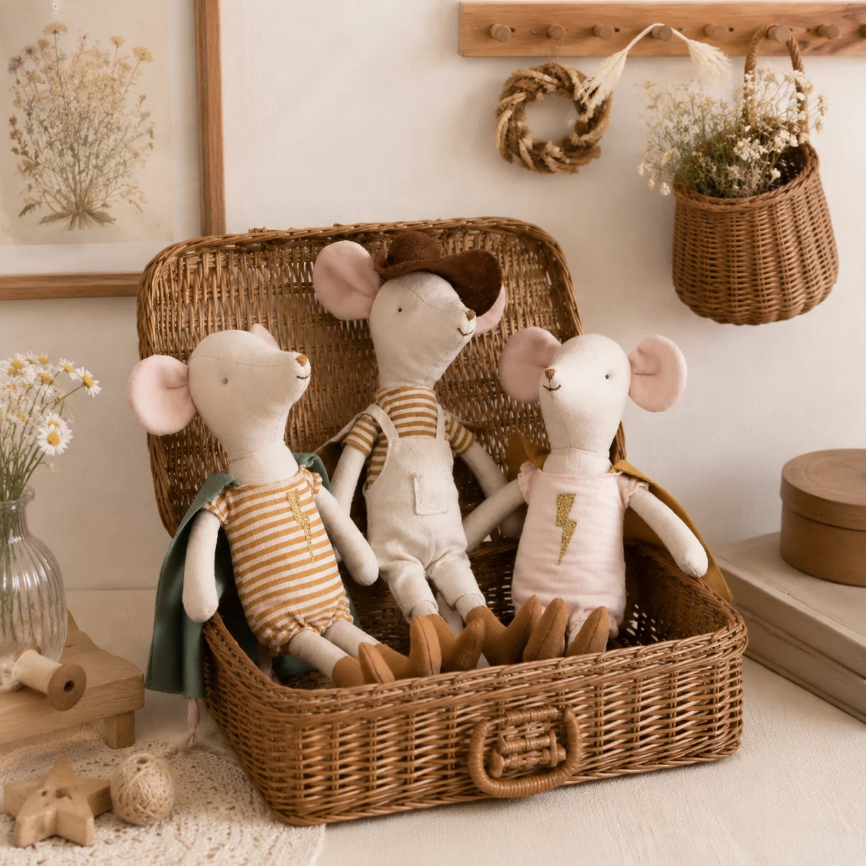 Handmade 30cm Mouse Plush Doll with Interchangeable Outfits Pretend Play Toy Mouse 13cm Skirt Included for Dollhouse Accessories