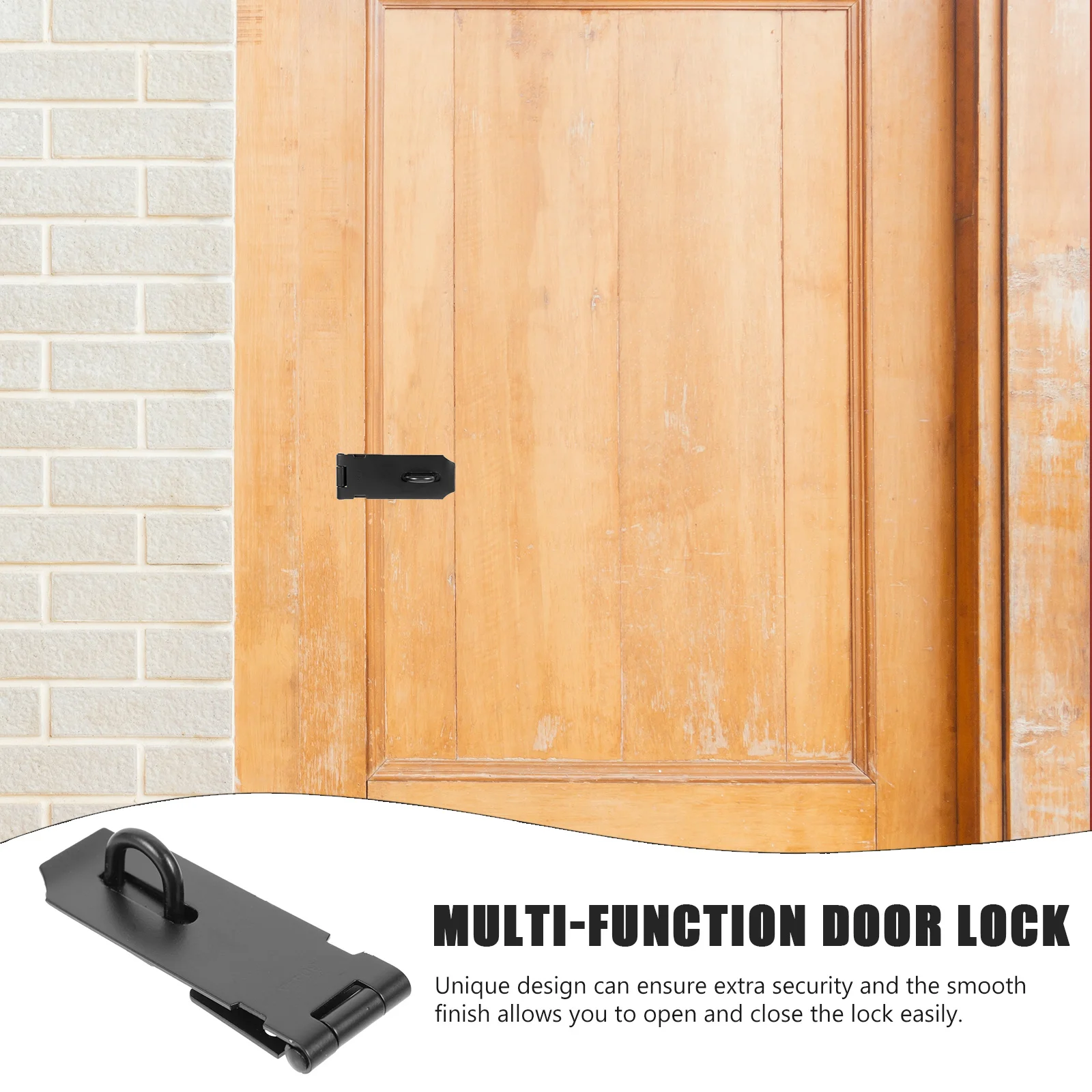 

1 Set Stainless Steel Hasp Lock Black Multi-Function Door Cabinet Window Lock Compact Durable Wear-Resistant Sturdy Easy Install