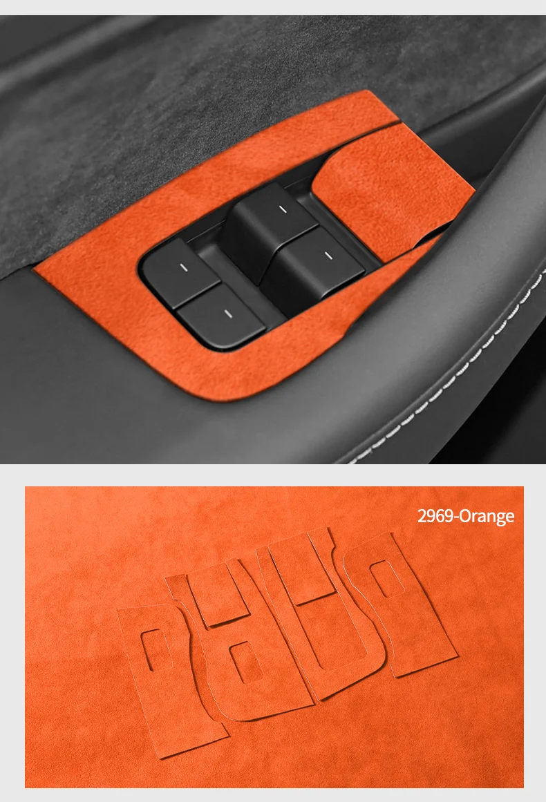 Hochwertige Wildleder-Abdeckung für Tesla Model 3 (2019-2023) und Model Y (2019-2024), Zierleiste für die Bedienelemente der Fenstersteuerung, Auto-Tuning-Zubehör. – Detail 10