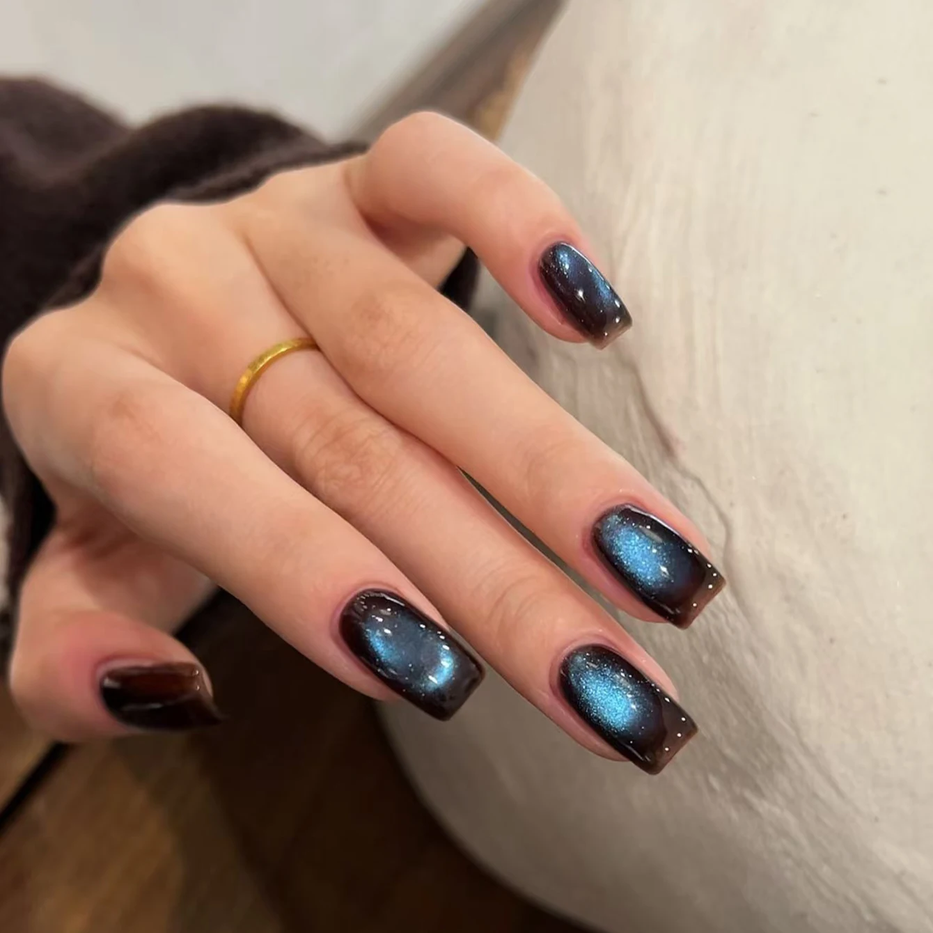 1 pièces WS automne hiver rétro bleu ciel tempérament perle de verre oeil de chat Gel vernis à ongles marron bleu oeil de chat Nail Art fournitures pour ongles