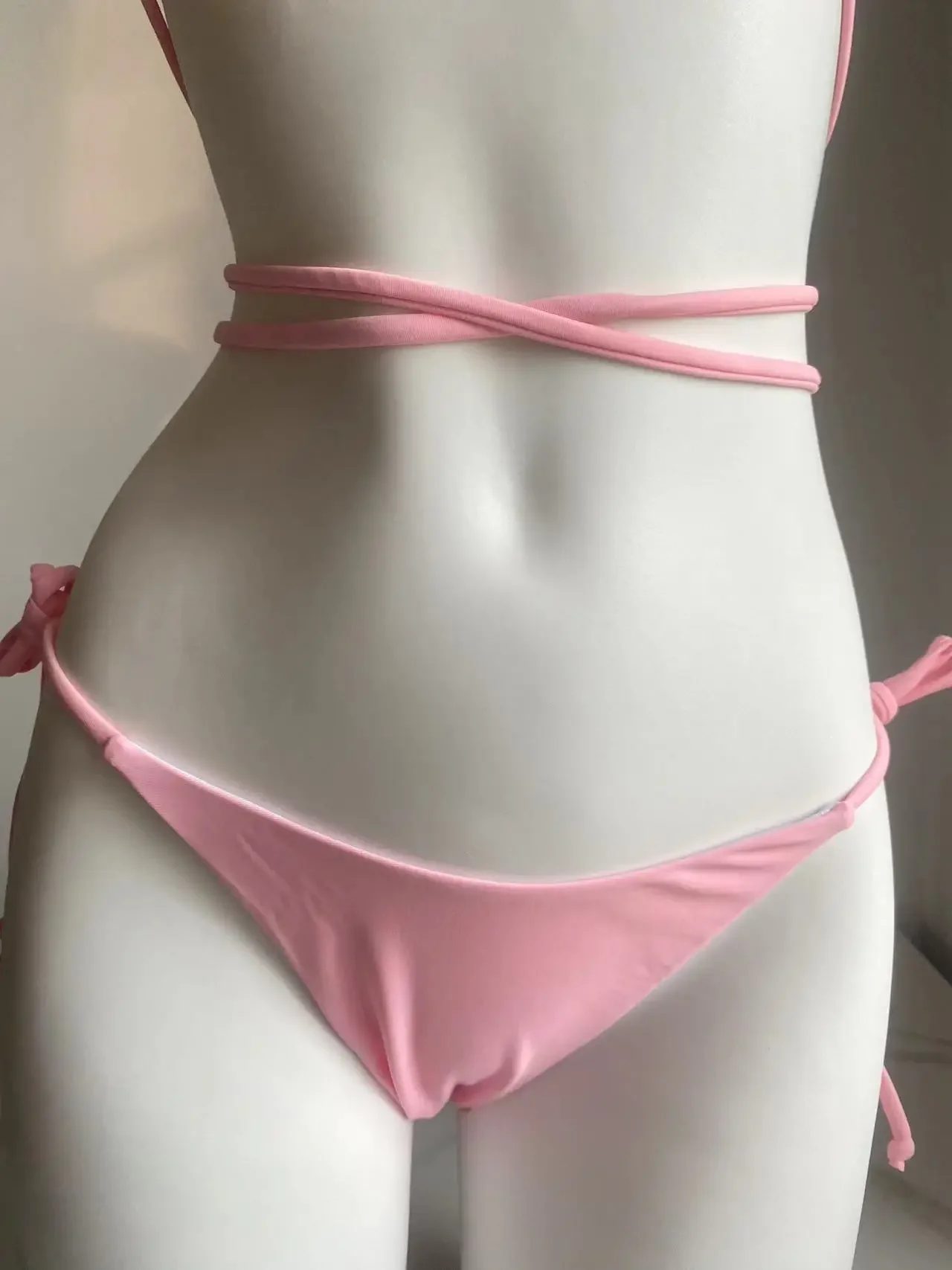 Sexy 3d Bloem Bloemenstring Halter Micro Thong Bikini 'S Set Badpak Vrouwen Badmode Zwemkleding Badpak Badpak Bikini 2024 Mujer