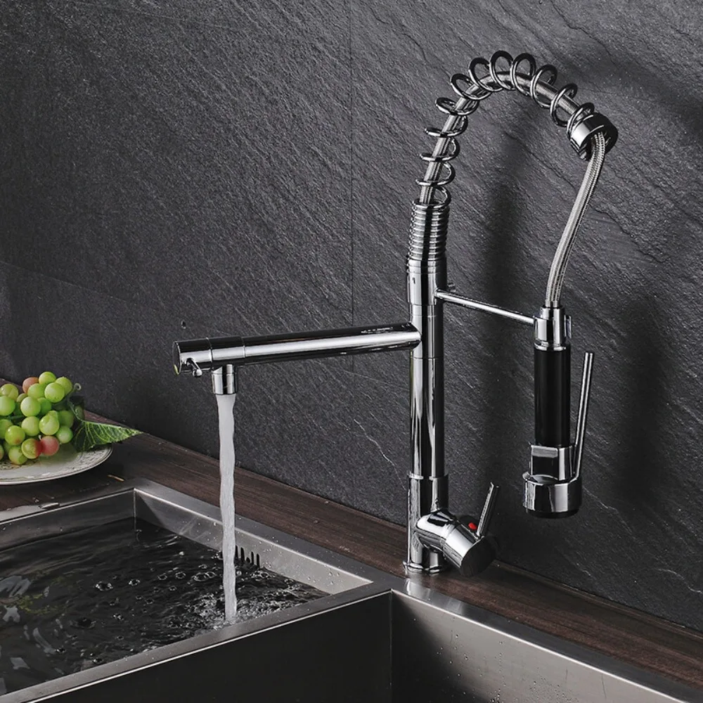 

Common Kitchen Sink Faucet Spring Put Out Sprayer Single Handle Hole Mixer Tap