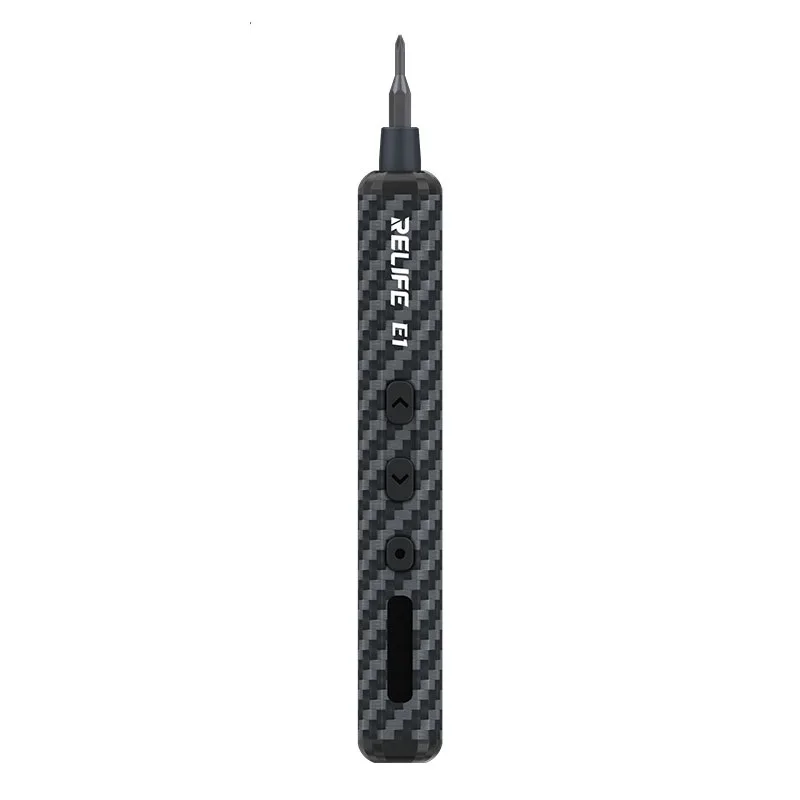 RELIFE E1 carbon fiber electric screwdriver set 12-position 4LED shadowless lamp mobile phone screw and repair