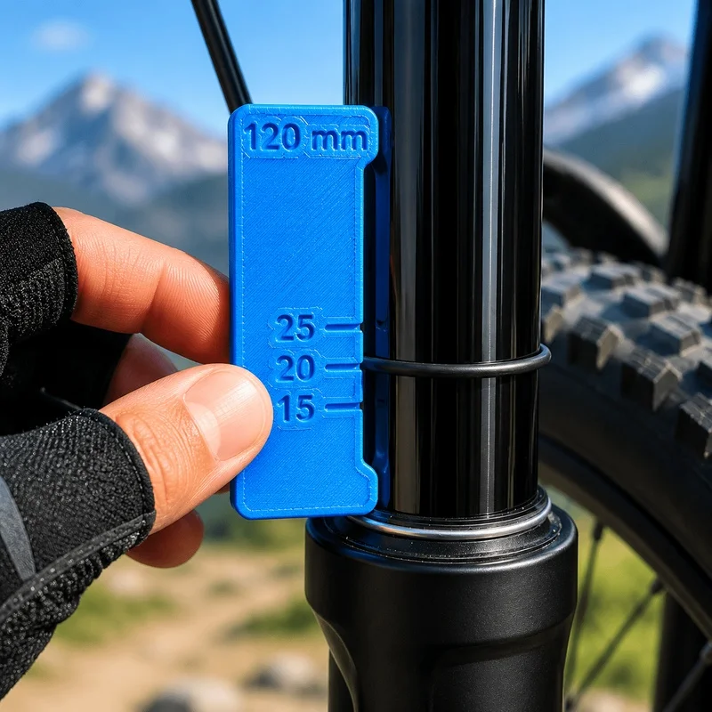160mm MTB Front Fork Travel Measurement Card, Lightweight Clear Scale Gauge for Bike Maintenance Suspension Tuning