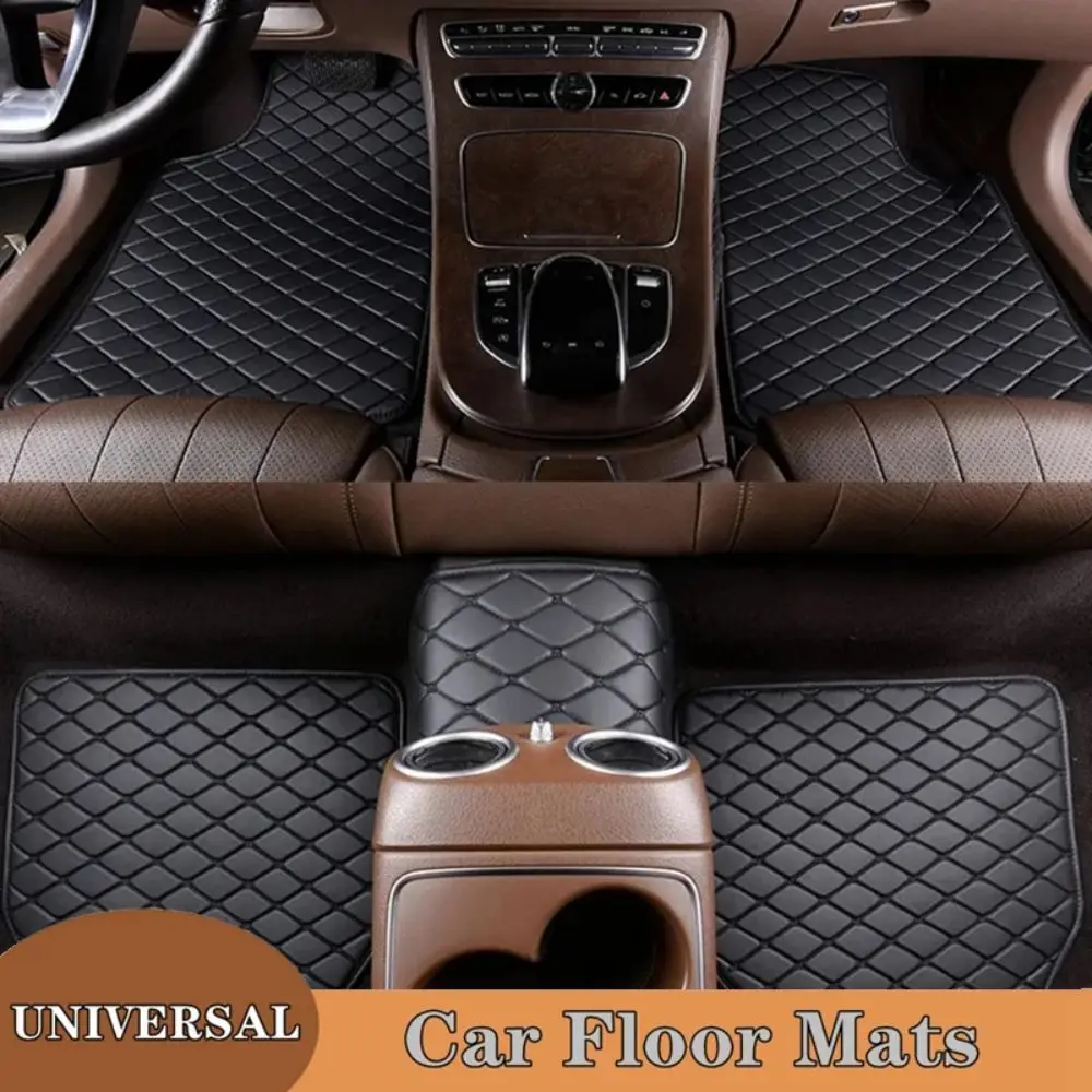 

4 pcs Universal Waterproof Car Floor Mats Leather Wear-resistant Automobile Interior Carpet Non-Slip Auto Foot Pad Protector