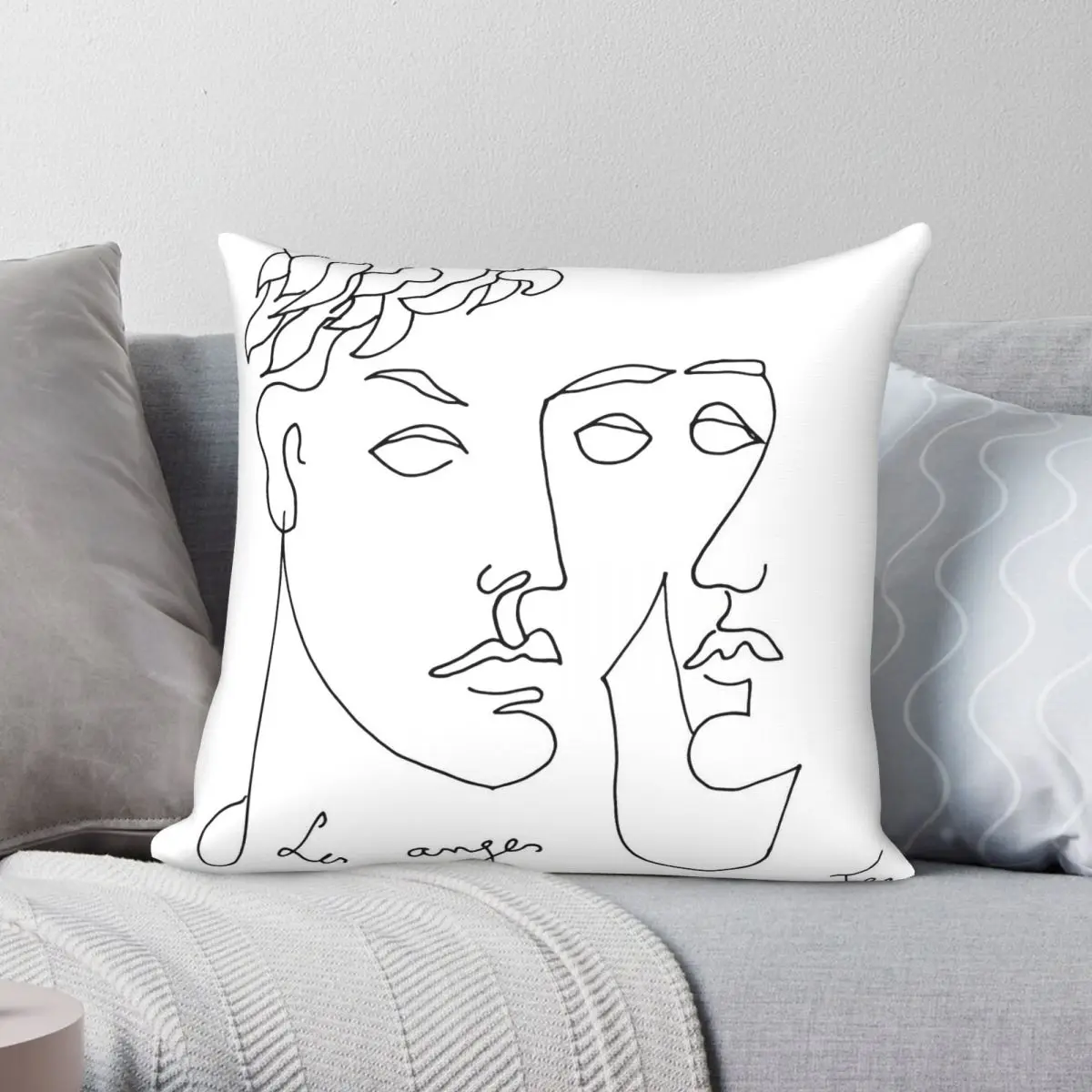 Jean Cocteau Artwork Square Pillowcase Polyester Linen Velvet Printed Zip Decor Room Cushion Cover