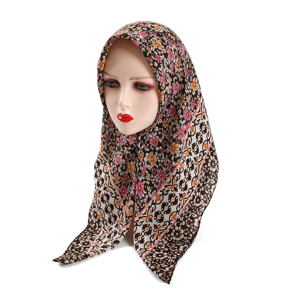 85*85cm Women Retro Floral Russian Square Scarf Ethnic Shawl Hijab Head Scarves Female Small Handkerchief Bandana Headband Scarf