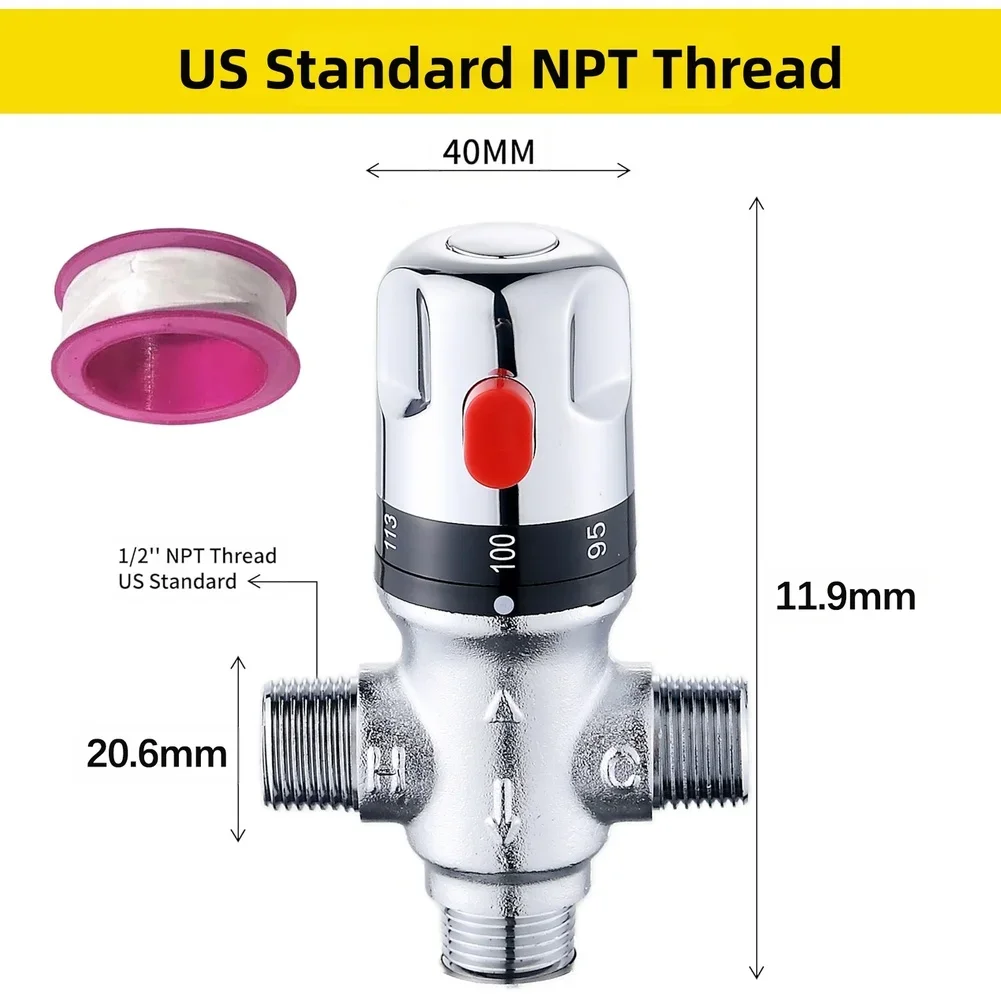 Brass Thermostatic Mixing Valve Featuring NPT Thread for Automatic For Water Temperature Regulation and Backflow Prevention