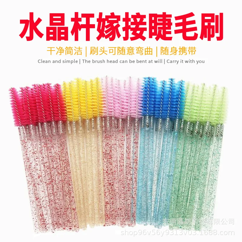 500 Pcs Disposable Crystal Rod Lash Brushes Colorful Eyebrow Spiral Combs Professional Eyelash Grafting Tools