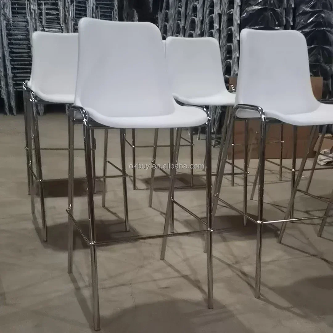 'High quality lightweight portable stackable hand made plastic metal tube stools bar chairs for kitchen counter bar stool  home