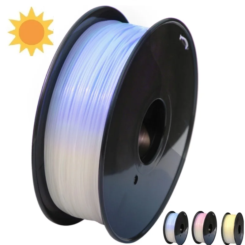 

3D Filament PLA 1.75mm 1kg PLA Filament Color Change With Sunlight 3D Printing Plastic Material UV Transparent Filament Blue