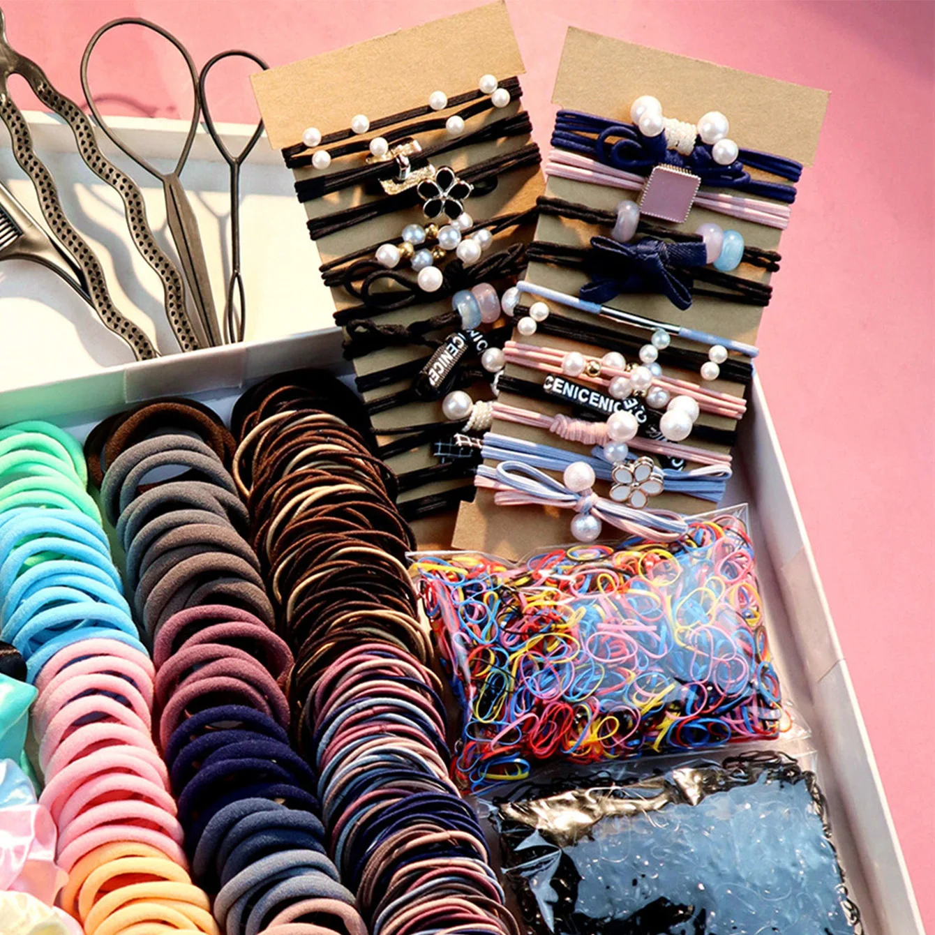 Women's Large Intestine Hair Ring, Hair Accessory Tool, Hair Braiding Device, Corrugated Hair Ring, Hair Accessory Set.