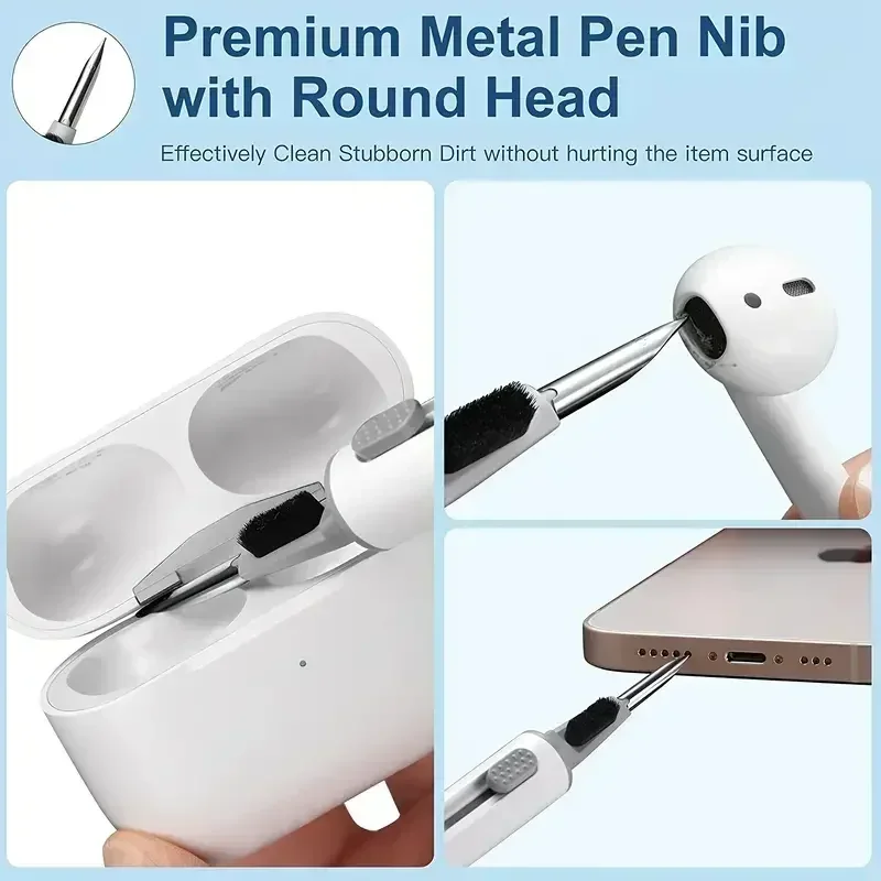 

Professional 3 in 1 Ear Bud Cleaning Pen with Micro Brush Perfect for AirPods and All Headphone Types