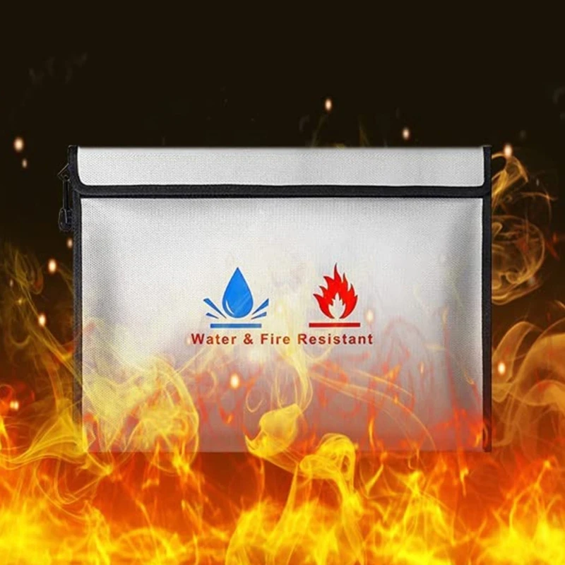 Fireproof Document Bag Waterproof Fireproof Money Safe File Storage Bag for Money Files Documents, Jewelry