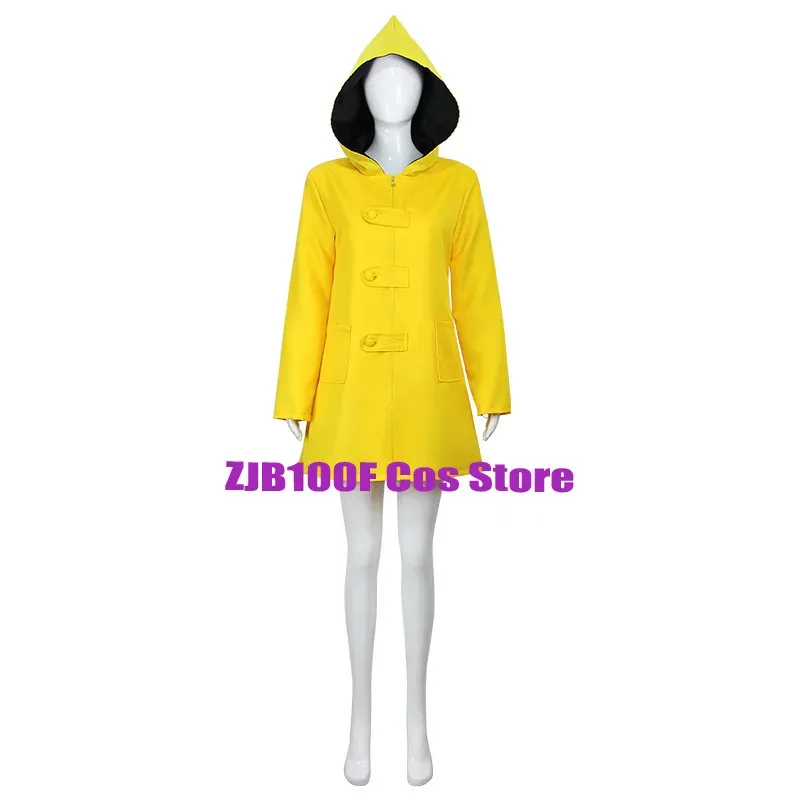 Six Cosplay Game Little Nightmares 2 Mono Costume Hungry Women Men Little Six Yellow Long Trench Coat Halloween Outfit Suit