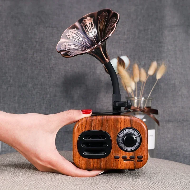 

TF FM Radio Music MP3 Subwoofer Portable Box Wireless Mini speaker Speaker Retro Wood for Sound System Outdoor Bluetooth