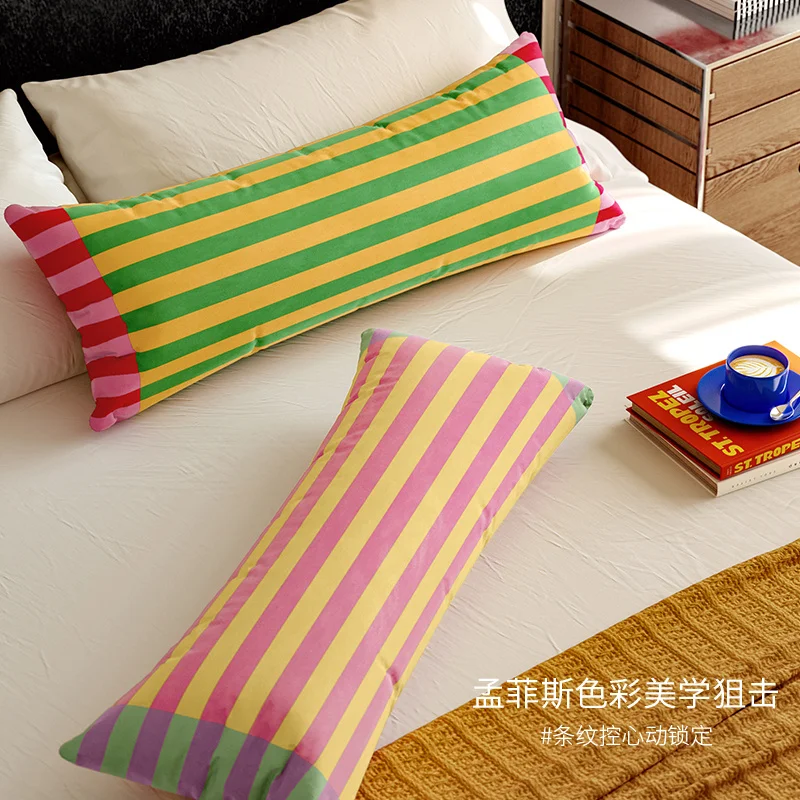 Pillow Case Rainbow Reflection Cushion Cover Case 30x70cm for Home Sofa Bedroom Living Room Strip Velvet Pillowcase Rectangle