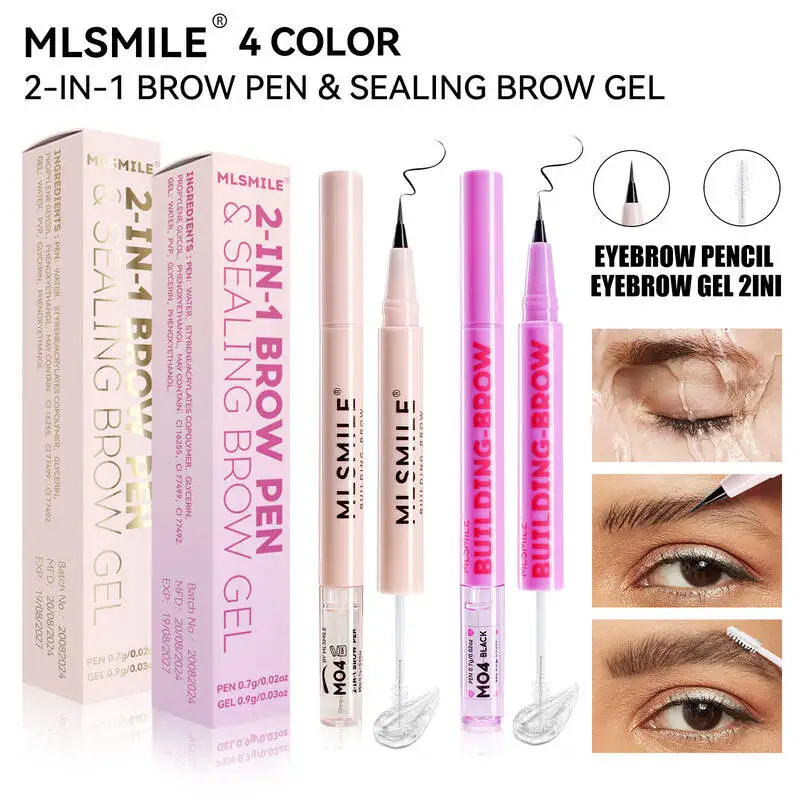 MLSMILE 4-farbiger, doppelseitiger, formender Augenbrauenstift, langlebige Einstellung, natürlich schlanker flüssiger Eyeliner, neu
