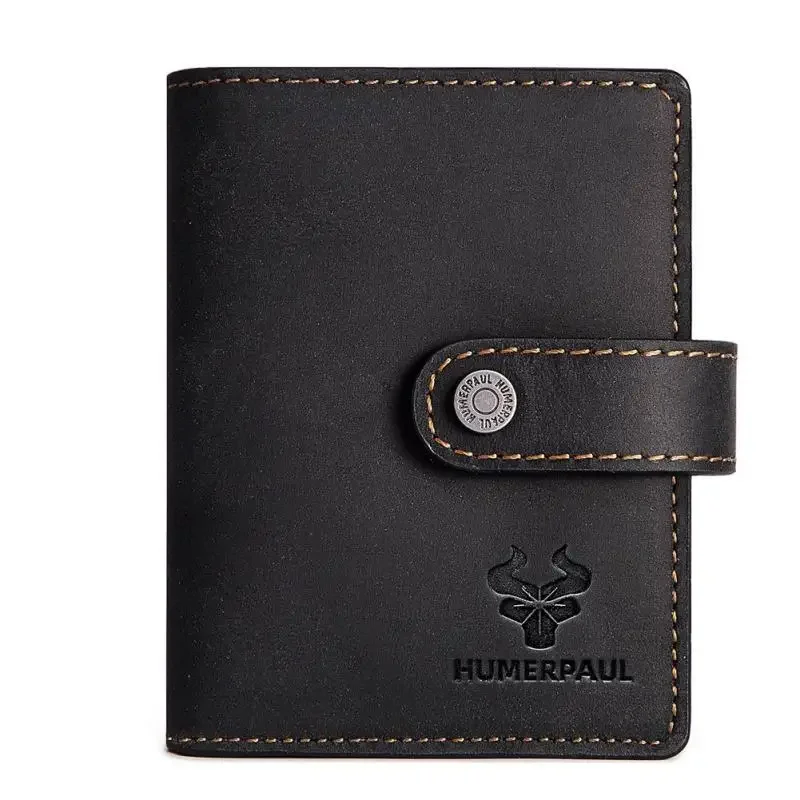 

Crazy horse leather men's coin purse RFID anti-magnetic bag European and American retro zipper genuine leather men's card holder