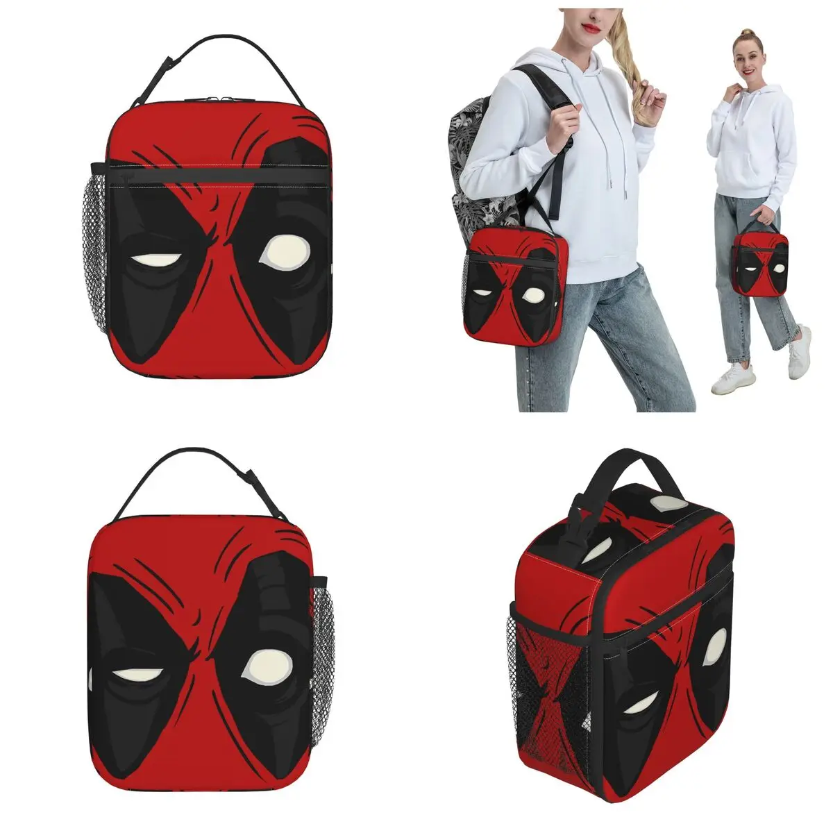 Deadpool Eyes Bolsas de almuerzo aisladas Contenedor de comida a prueba de fugas Bolsa térmica Bolsa de almuerzo Bolsa de comida para picnic en la playa