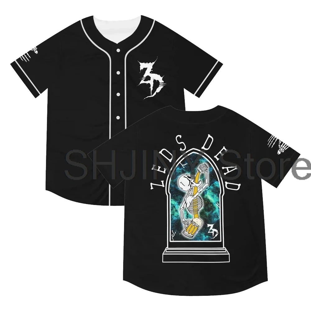 Zeds Dead Jersey Baseball Jacket Shirts V-Neck Short Sleeve Button-up Tee Women Men Streetwear Hip Hop Clothes