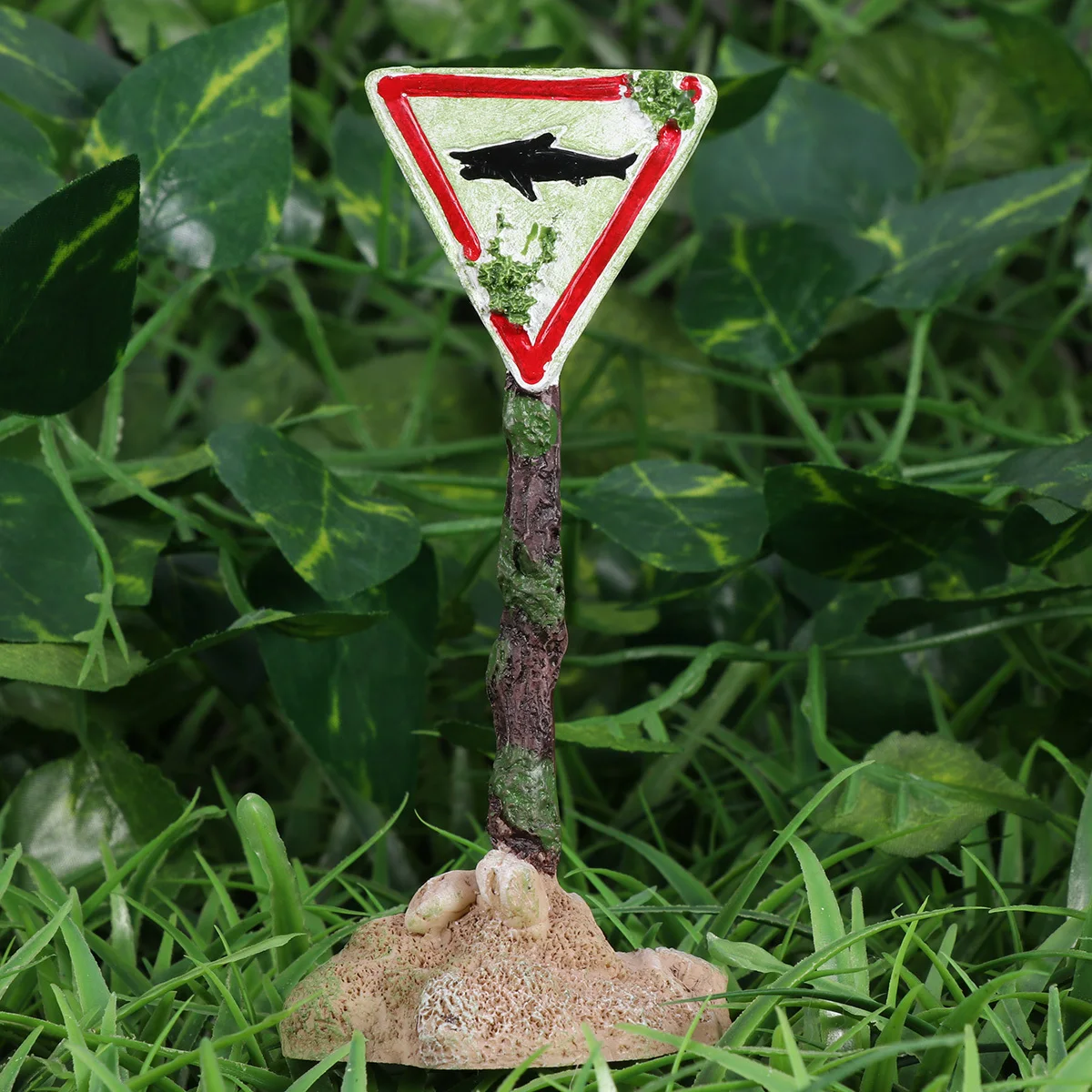 

Cartoon Resin Aquarium Ornament Small Warning Sign Fish Tank Decor For Fresh Salt Water Pe117 Shark Artificial Landscape