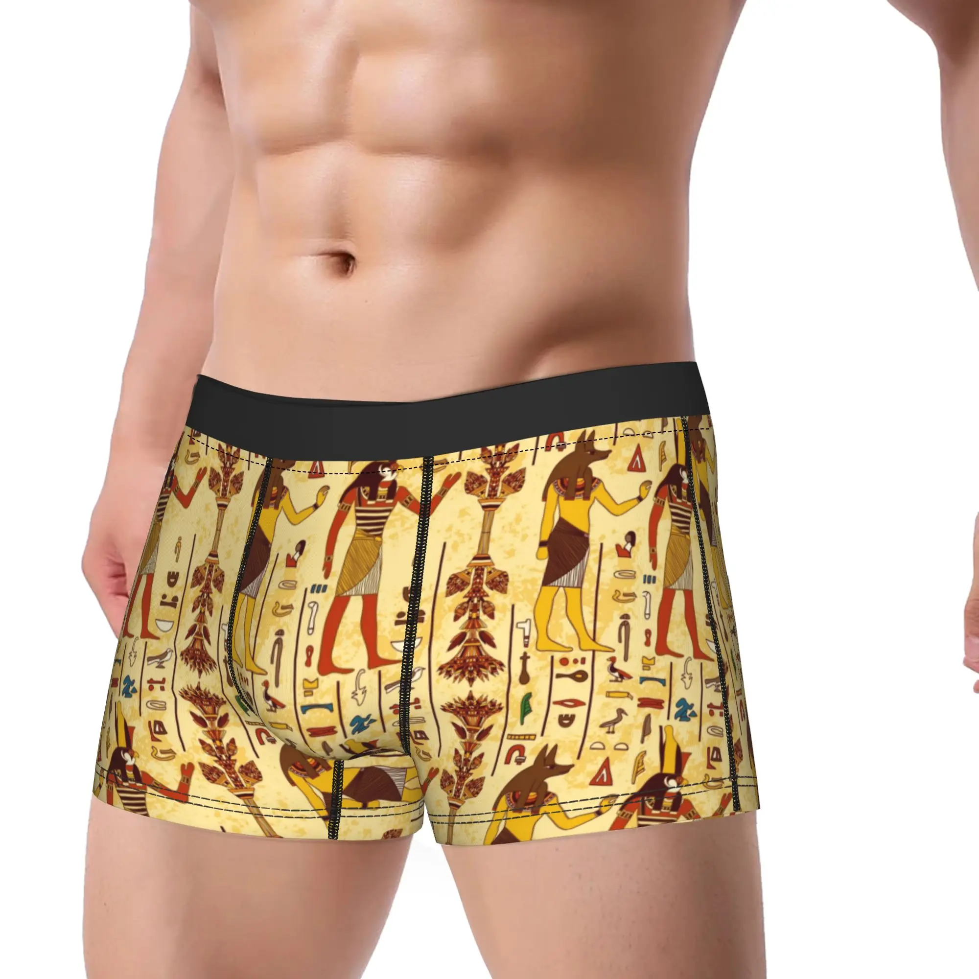 

Мужское нижнее белье с изображением египетских богов иераглифов, боксеры египетского Египта, боксеры, шорты, мужские трусы, большие размеры