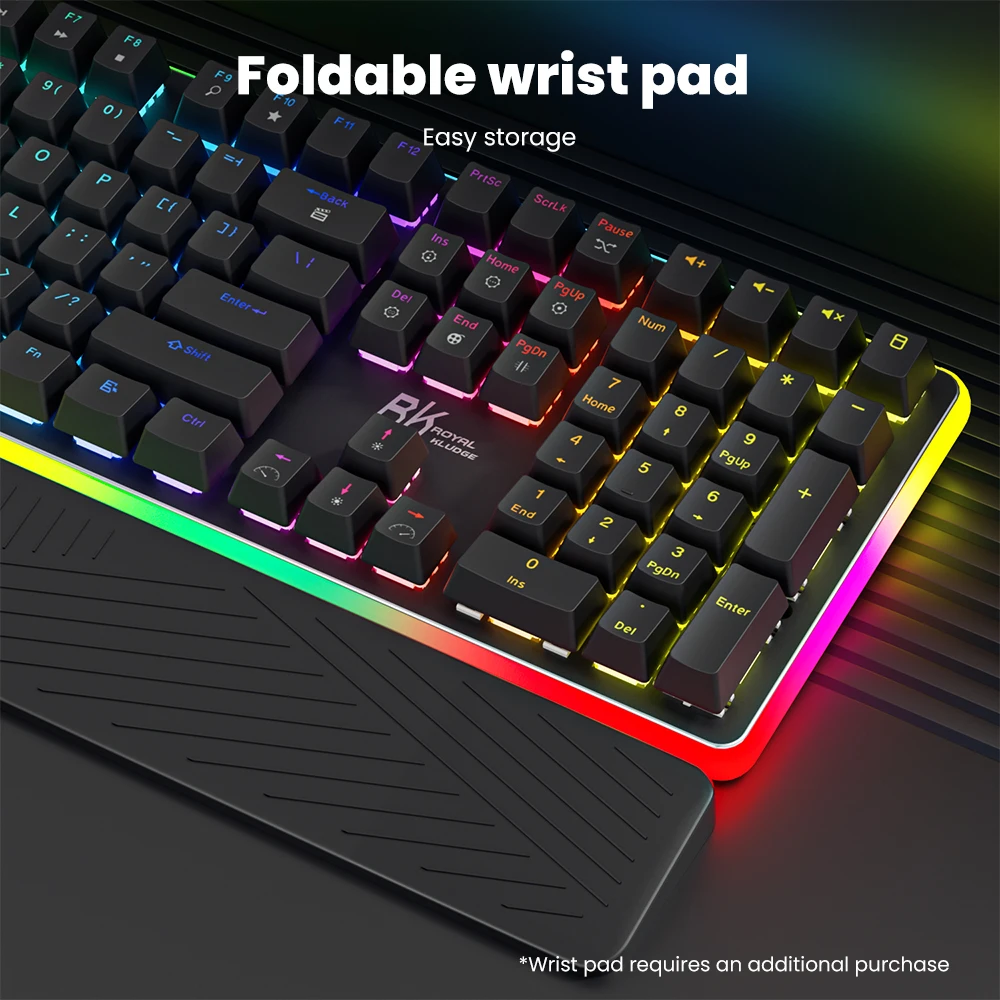 RK ROYAL KLUDGE RK918 Mechanical Gaming Keyboard 100% 108 Keys RGB Backlight with Wrist Support Large LED Sorrounding Side Lamp