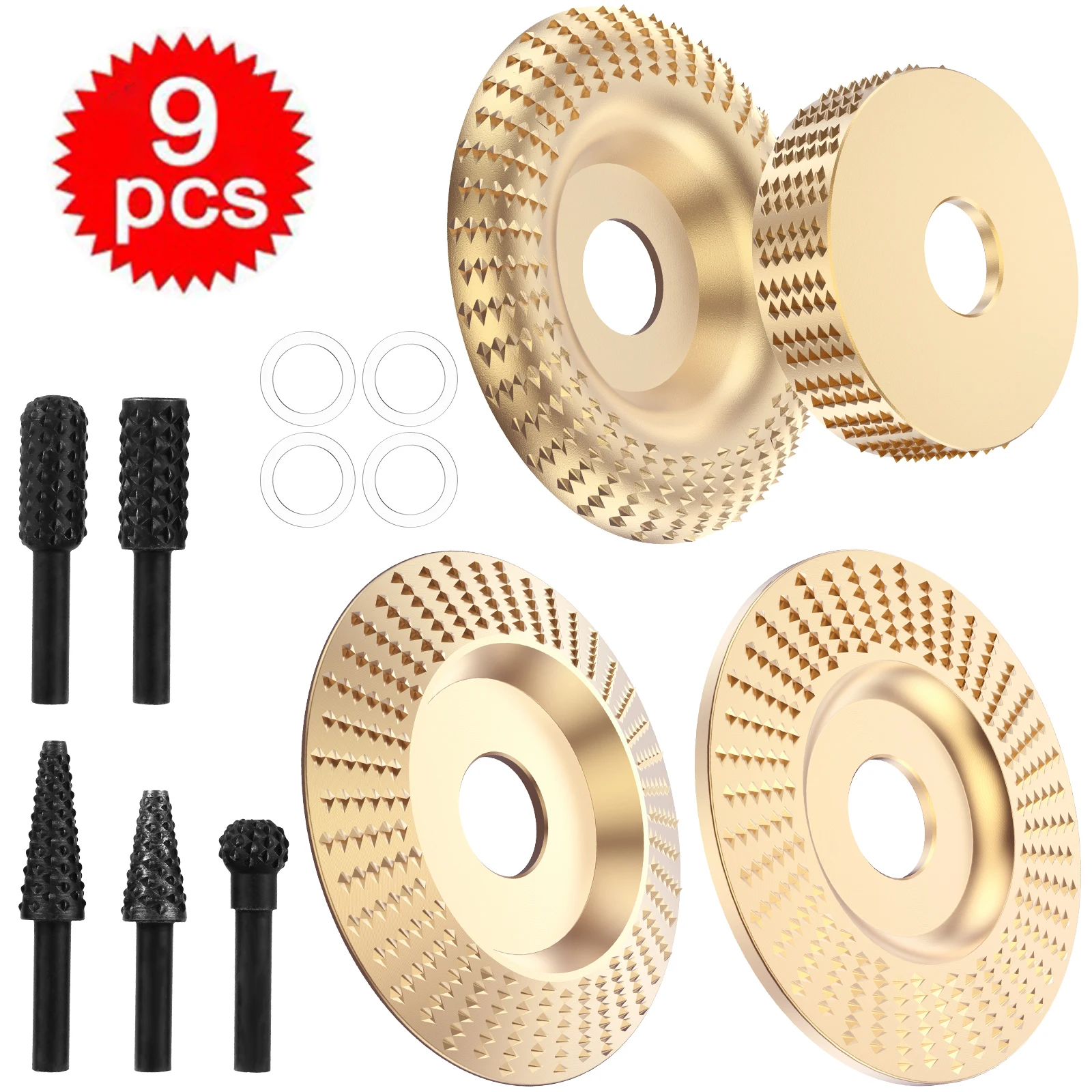 

9Pcs Bore 22mm Wood Grinding Polishing Wheel Rotary Disc Sanding Wood Carving Tool Abrasive Disc Tool for Angle Grinder