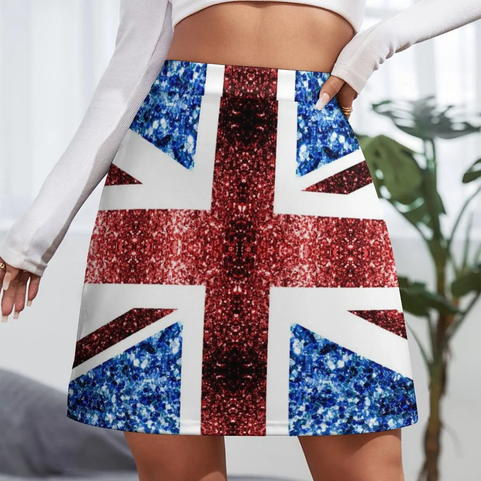 United Kingdom UK flag blue red faux sparkles Mini Skirt skirt skirt women's skirts trend 2023 mini denim skirt Women's clothing