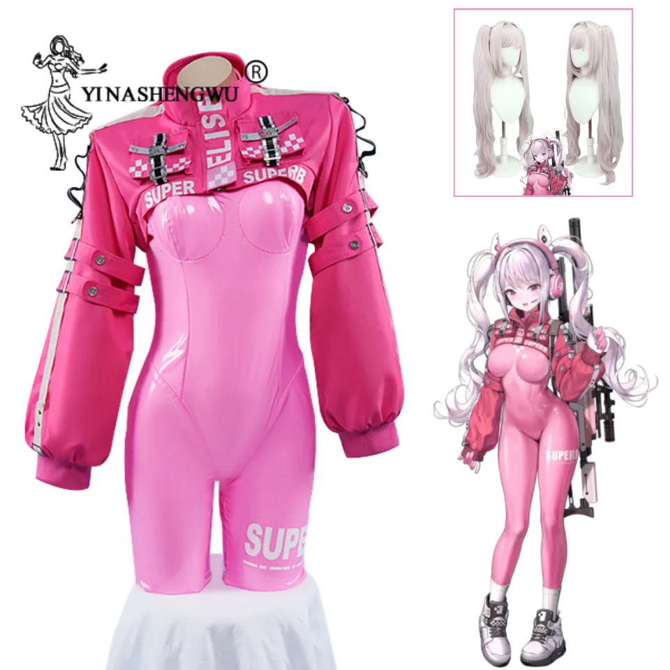 

Alice Cosplay Costume Anime Irelia H Store Nikke Victory Sexy Bodysuit Outfit Pink Jumpsuit Jacket Christmas Costume For Women