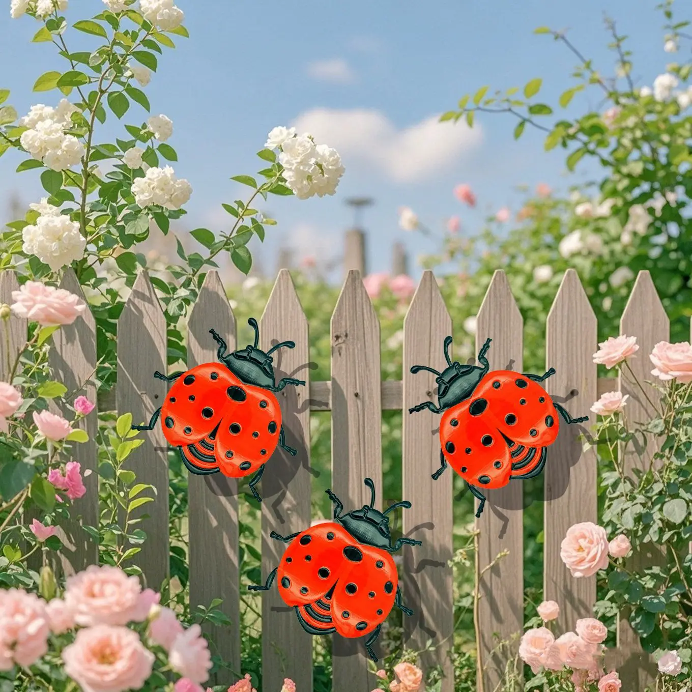 

1/3pcs Metal Ladybug Wall Decor Colorful Garden Decoration Outdoor Indoor Metal Craft Vibrant Home Furnishings