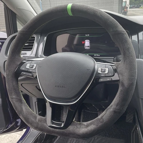 Imagen 2 del producto Protector para volante de coche personalizado, antideslizante, de gamuza negra, para Volkswagen VW Golf 7 Mk7 Touran Up New Polo Jetta Passat B8 Tiguan