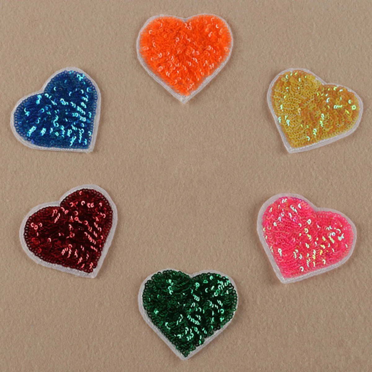 6pcs Star/Heart Sequined Iron On Patches Cute Embroidery Badge Sticker For DIY Clothes Garment Fabric Appliques Sewing Accessory