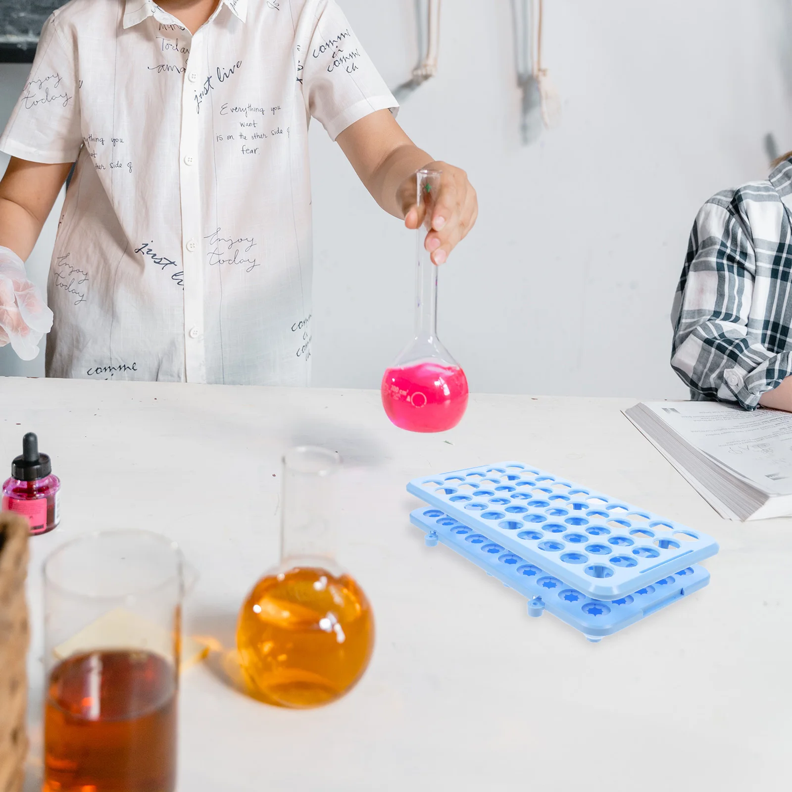 

50 Hole Plastic Test Tube Rack Lab Tube Holder Centrifuge Organizer Scientific Experiment Storage Stand Blue Rack