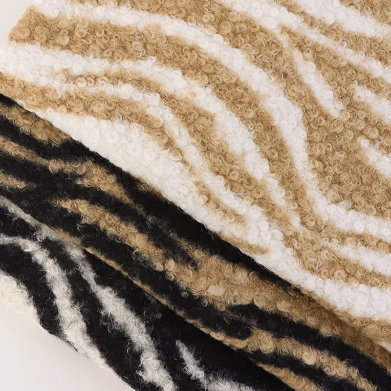 

100x150cm Zebra Patterh Circle Wool Coral Fabric Soft Plush Flannel Fleece Fabric DIY Winter Warm Coat Sweater Doll Clothes